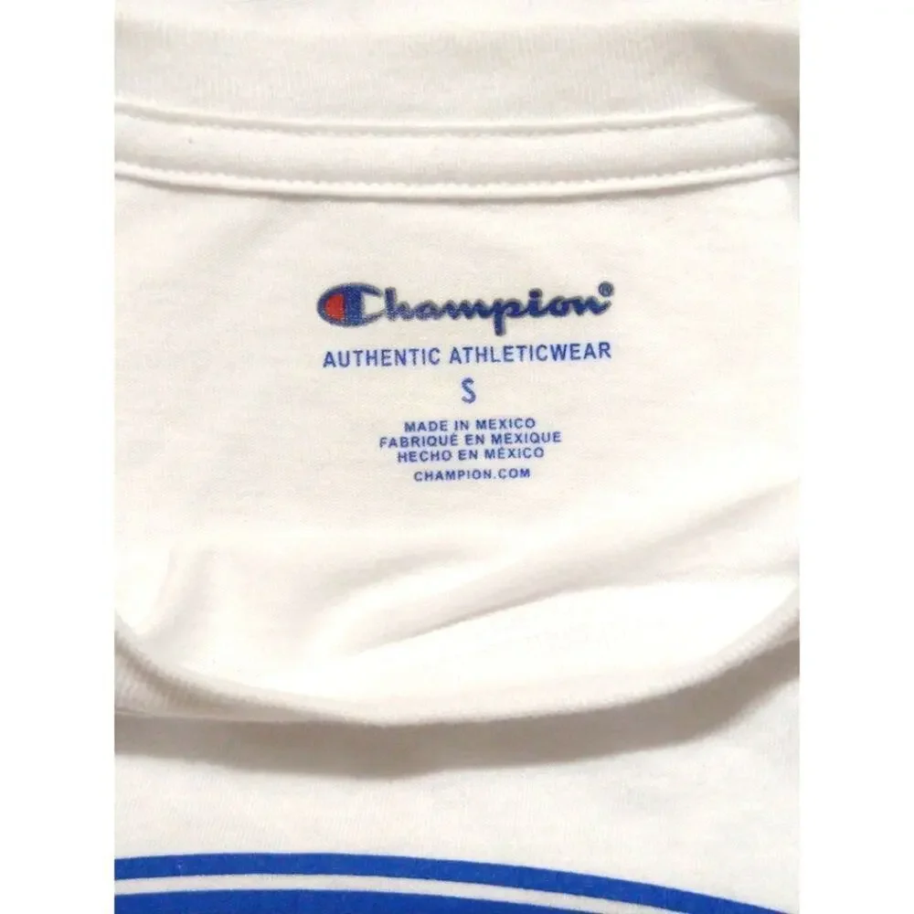 Champion Boys T-Shirt Size Small (S) White Crew Neck Short Sleeve Blue Logo